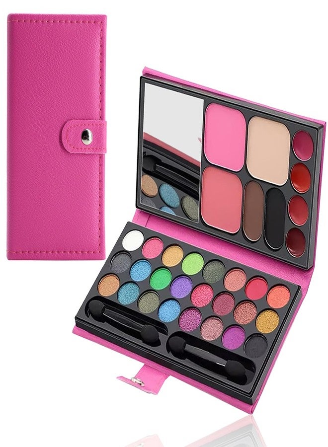 RevoNext Portable Real Kids Makeup Kit for Girls Washable Children's Play Makeup Set with Brush Teens Makeup Pallete Gift Set in Halloween Birthday Party (33 color red) - Image 1